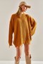 Women's Camel Thessaloniki Knitted Openwork Detailed Oversize Knitwear Sweater Stk151 - 4