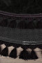 Relax Black Round 100x100 Cm Pompom Fringed Non-Slip Base Machine Washable Bath Mat - 3