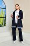 Women's Striped Navy Blue Color Triple Hijab Sports Set Combination - 5