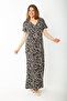 Women's Large Size Black Wraped Collar Long Dress 65N37461 - 5