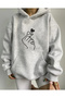 Hooded Printed K-pop Heart Hand Sign Sweatshirt