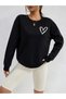 WOMEN'S HEART PRINT OVERSIZE ZERO COLLAR SWEATSHIRT DAXIS Sportwear Company