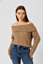 Women's Scoop Neck Ribbed Sweater - 5