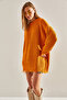 Women's Mustard Thessaloniki Knitted Openwork Detailed Oversize Knitwear Sweater Stk151 - 6