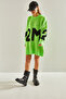 Women's Pistachio Green 2m Printed Oversize Knitwear Sweater Stk195 - 7
