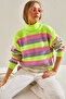 Women's Green Turtleneck Knitwear Sweater Stk237