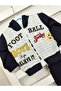 2-thread Seasonal 3-Piece Set, Football Ball Pattern, Text, Zipper, Hooded Bottom and Top Set,
