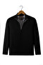 Men's Black Half Zipper Basic Plain Sweatshirt