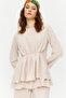Stone Ruched Aerobin Tunic and Pants Woven Top and Bottom Set TCTSS24US00009 - 3