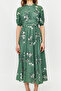 Green Balloon Sleeve Floral Long Dress TCTSS24EB00008 - 5