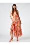 Chiffon Floral Dress Long Halter Neck Flounce Lined