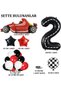 Race Car Balloon Set with Black Numeral Balloon with White Stripe, Racing Balloon Theme F1 Cars - 2