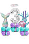 Mermaid Tail Seashell 102cm Silver Number Balloon Mermaid Mermaid Concept Balloon Set