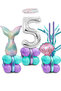 Mermaid Tail Seashell 102cm Silver Number Balloon Mermaid Mermaid Concept Balloon Set