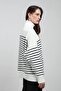Striped Oversize Knitwear Sweater with Zipper Collar - 2