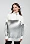Striped Oversize Knitwear Sweater with Zipper Collar