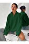 Stand Collar Half Zip Plain Pullover Sweatshirt - 5