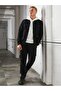 MEN'S BUTTONED BLACK GABARDIN JACKET