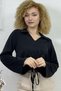 RING DETAIL LACE-UP WIDE CUFF ARM MOUTH POLA COLLAR WOMEN CROP BLUZ - 5