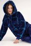 Women's Welsoft Hooded Long Sleeve Indigo Pajamas Set C3T0N3O088 - 2