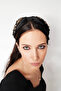 Glittering Fabric Crown Black Buckle Hair Band Bead Embroidered Black Accessory - 3