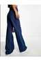 Morcelo 90's Snow Wash Blue Lycra Super High Waist Loose Jeans Palazzo Trousers - 3