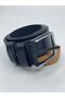 Men's Belt Black Genuine Leather 4 Cm Buckle Jeans Pants Belt - 3