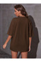 brown MİAMİ printed oversize T-shirt - 2