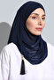 Bonnet Ready Turban Practical Stylish Scarf Hürrem Chiffon Tasseled Navy Blue Wrapped Shawl Hijab Hijab Bonnet - 3