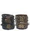 Set of 2 12Pcs Infinity Tree of Life Leaf Genuine Leather Bracelet with Ancient Bronze Figure