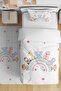 Colorful Smiling Rainbow Animals Patterned Single Baby Kids Bedding Set