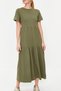 Khaki Ruched Short-Sleeve Knitted Maxi T-shirt Dress TWOSS24EL00132 - 3