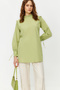 Woven Cotton Tunic with Green Shoulders and Ruffles at the Cuff TCTSS23UK00083