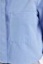 Light Blue Shoulder Ruffle Detailed Crop Fitted Waist Fitted Pattern Woven Shirt Twoss23Go00117 - 5
