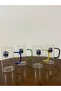Heat Resistant 4-Piece 410 ml Glass Cup with Handle Colorful Handle 4 Pieces Glass Cup Home Office Cup - 2