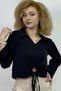 RING DETAIL LACE-UP WIDE CUFF ARM MOUTH POLA COLLAR WOMEN CROP BLUZ