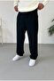 Baggy Fit Pleated Fabric Trousers Black