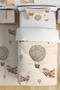 Airplane Balloon Adventure Patterned Single Baby Kids Bedding Set