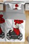 Red Rose Classic Car Girl Patterned Single Baby Kids Bedding Set