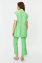 Green Internal Tie Linen Look Kimono-Trousers Woven Suit TCTSS23US00061 - 6