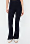 Lacivert Fitilli Flare/İspanyol Paça Yüksek Bel Esnek Örme Tayt Pantolon TWOSS23PL00135 - 4