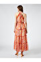 Chiffon Floral Dress Long Halter Neck Flounce Lined - 3