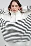 Striped Oversize Knitwear Sweater with Zipper Collar - 3