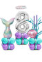 Mermaid Tail Seashell 102cm Silver Number Balloon Mermaid Mermaid Concept Balloon Set