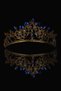Crystal Jewelled Bridal Queen Crown Shiny Princess Crown Bridal Wedding Crown Gold Blue