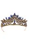 Crystal Jewelled Bridal Queen Crown Shiny Princess Crown Bridal Wedding Crown Gold Blue - 8