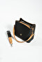 6014 Model Medium Size Women's Shoulder Bag with 2 Straps - Black - 4