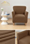 Lycra Stretch Elastic Flexible Square Pattern Armchair Single Seat Cover Sofa Cover (Light Brown)