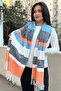Unisex Stamp Textured Color Blocked Long Scarf with Fringed Ends - 2