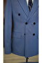 Men's Striped Double Breasted Suit Swallow Collar Italian Cut Slim Fit Jacket Trousers - 5